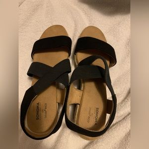 Sonoma Goods For Life Horseradish Women's Espadrille Wedge Sandals Black Sz 8.5